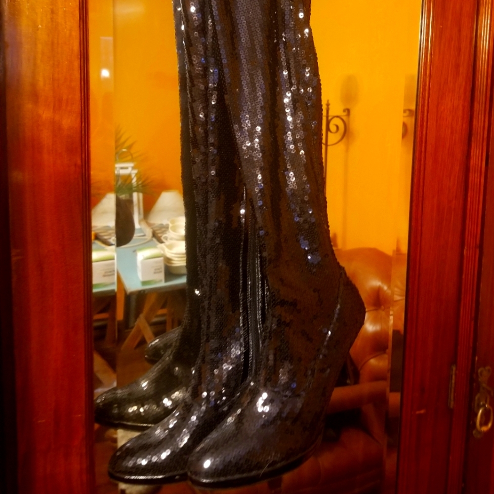 Colin Stuart over the knee sequin stretch boots 9